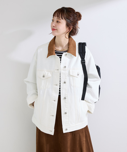 B.C STOCK（ベーセーストック）の「ウォッシャブル / DU JOUR / デュ ジュール 3x1 JEAN JACKET（デニムジャケット・レディース・ホワイト/サックスブルー・FREE）」の6枚目の写真