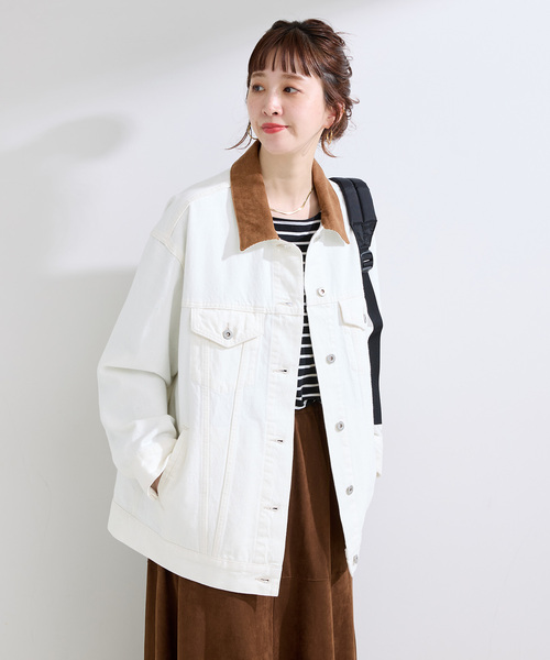 B.C STOCK（ベーセーストック）の「ウォッシャブル / DU JOUR / デュ ジュール 3x1 JEAN JACKET（デニムジャケット・レディース・ホワイト/サックスブルー・FREE）」の7枚目の写真