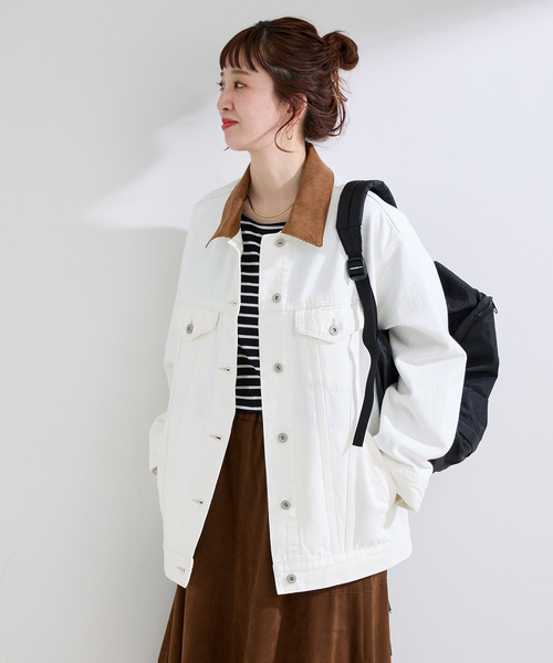 B.C STOCK（ベーセーストック）の「ウォッシャブル / DU JOUR / デュ ジュール 3x1 JEAN JACKET（デニムジャケット・レディース・ホワイト/サックスブルー・FREE）」の8枚目の写真