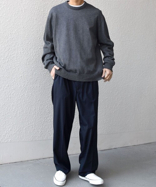 SHIPS any(シップス エニィ)の「SHIPS any: 〈手洗い可能〉JAPAN MADE ペーパーヤーン ハイゲージ クルーネック ニット◇(ニット/セーター・メンズ・ベージュ/ネイビー/チャコールグレー・MEDIUM/LARGE/X-LARGE)」の4枚目の写真