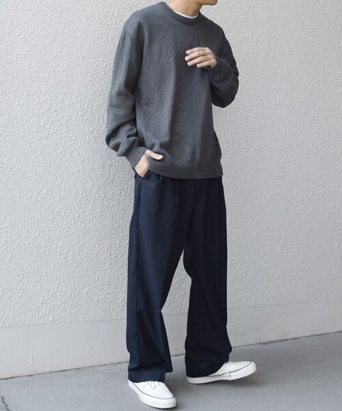 SHIPS any(シップス エニィ)の「SHIPS any: 〈手洗い可能〉JAPAN MADE ペーパーヤーン ハイゲージ クルーネック ニット◇(ニット/セーター・メンズ・ベージュ/ネイビー/チャコールグレー・MEDIUM/LARGE/X-LARGE)」の5枚目の写真