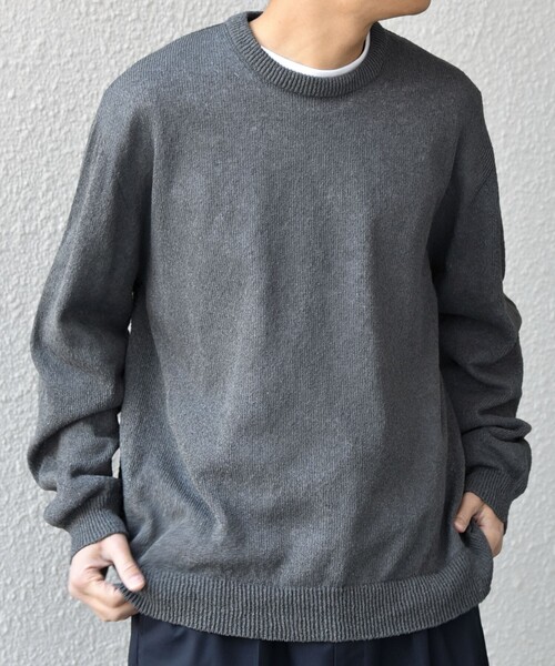 SHIPS any(シップス エニィ)の「SHIPS any: 〈手洗い可能〉JAPAN MADE ペーパーヤーン ハイゲージ クルーネック ニット◇(ニット/セーター・メンズ・ベージュ/ネイビー/チャコールグレー・MEDIUM/LARGE/X-LARGE)」の6枚目の写真