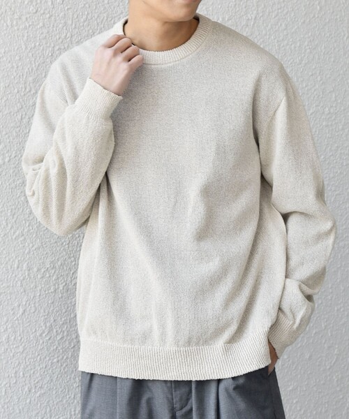 SHIPS any(シップス エニィ)の「SHIPS any: 〈手洗い可能〉JAPAN MADE ペーパーヤーン ハイゲージ クルーネック ニット◇(ニット/セーター・メンズ・ベージュ/ネイビー/チャコールグレー・MEDIUM/LARGE/X-LARGE)」の11枚目の写真