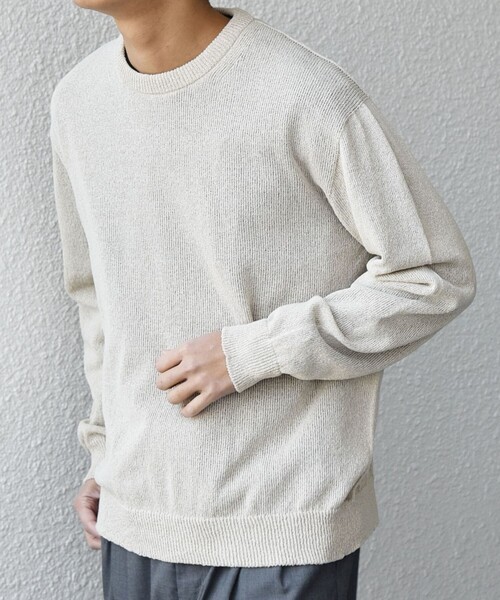 SHIPS any(シップス エニィ)の「SHIPS any: 〈手洗い可能〉JAPAN MADE ペーパーヤーン ハイゲージ クルーネック ニット◇(ニット/セーター・メンズ・ベージュ/ネイビー/チャコールグレー・MEDIUM/LARGE/X-LARGE)」の12枚目の写真