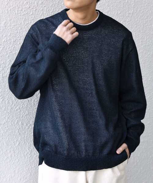 SHIPS any(シップス エニィ)の「SHIPS any: 〈手洗い可能〉JAPAN MADE ペーパーヤーン ハイゲージ クルーネック ニット◇(ニット/セーター・メンズ・ベージュ/ネイビー/チャコールグレー・MEDIUM/LARGE/X-LARGE)」の16枚目の写真