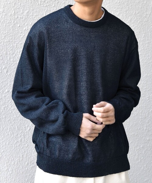 SHIPS any(シップス エニィ)の「SHIPS any: 〈手洗い可能〉JAPAN MADE ペーパーヤーン ハイゲージ クルーネック ニット◇(ニット/セーター・メンズ・ベージュ/ネイビー/チャコールグレー・MEDIUM/LARGE/X-LARGE)」の18枚目の写真