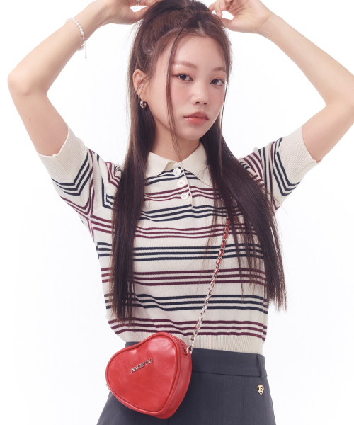 ANOETIC(アノエティック)の「HEART CHAIN MINI BAG_RED(メッセンジャーバッグ・レディース・レッド・FREE)」の2枚目の写真