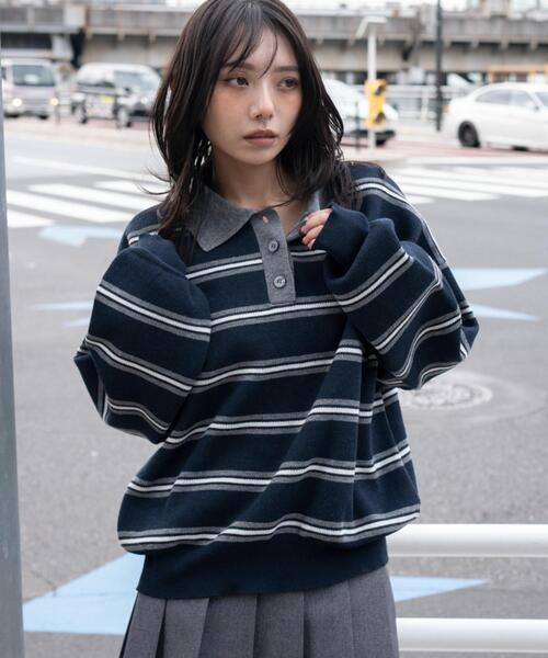 WEGO（ウィゴー）の「WEGO/【26年春新作】ポロニットプルオーバー（ニット/セーター・レディース・ピンク/オフホワイト/ブルー系その他5/グレー系その他5・FREE）」の18枚目の写真