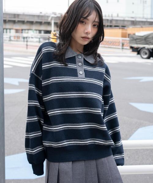 WEGO（ウィゴー）の「WEGO/【26年春新作】ポロニットプルオーバー（ニット/セーター・レディース・ピンク/オフホワイト/ブルー系その他5/グレー系その他5・FREE）」の20枚目の写真