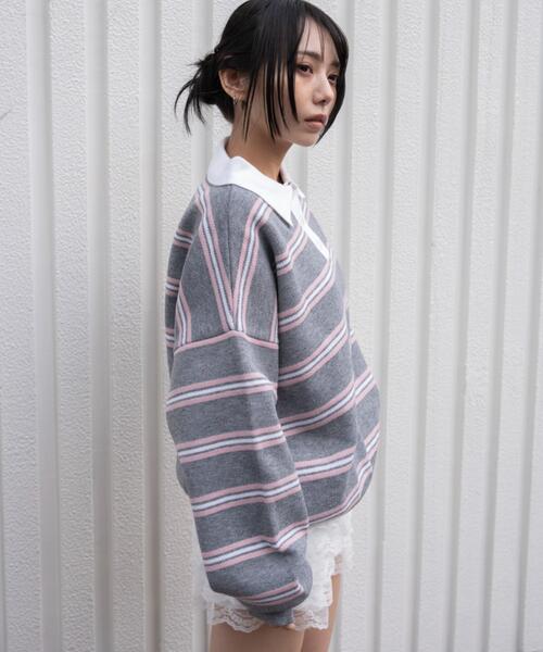 WEGO（ウィゴー）の「WEGO/【26年春新作】ポロニットプルオーバー（ニット/セーター・レディース・ピンク/オフホワイト/ブルー系その他5/グレー系その他5・FREE）」の13枚目の写真