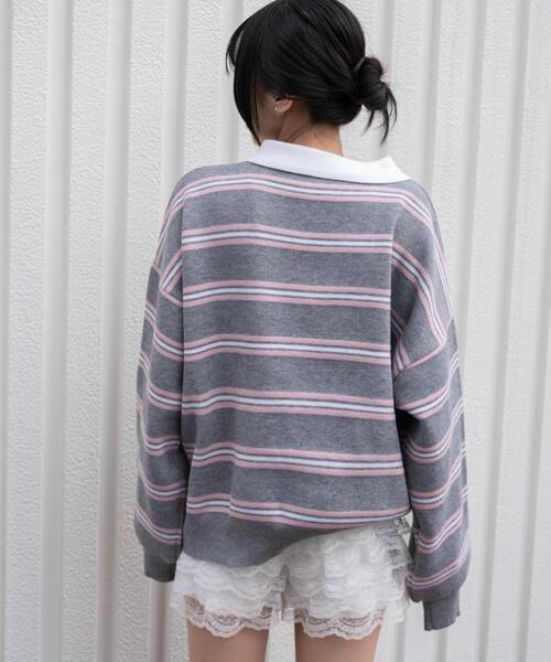 WEGO（ウィゴー）の「WEGO/【26年春新作】ポロニットプルオーバー（ニット/セーター・レディース・ピンク/オフホワイト/ブルー系その他5/グレー系その他5・FREE）」の14枚目の写真