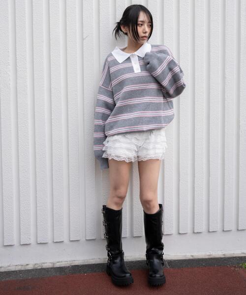 WEGO（ウィゴー）の「WEGO/【26年春新作】ポロニットプルオーバー（ニット/セーター・レディース・ピンク/オフホワイト/ブルー系その他5/グレー系その他5・FREE）」の16枚目の写真