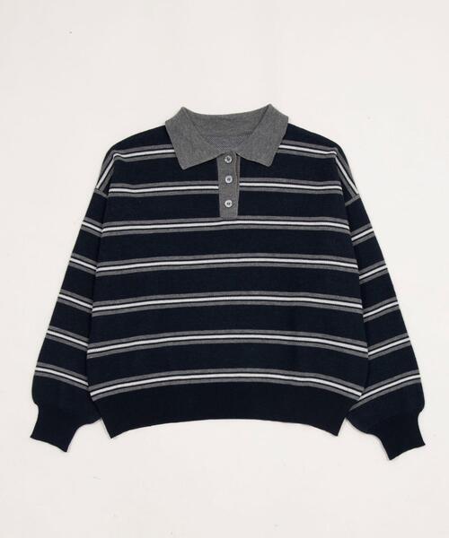 WEGO（ウィゴー）の「WEGO/【26年春新作】ポロニットプルオーバー（ニット/セーター・レディース・ピンク/オフホワイト/ブルー系その他5/グレー系その他5・FREE）」の5枚目の写真