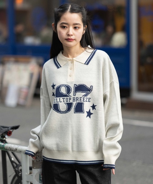 WEGO（ウィゴー）の「WEGO/【26年春新作】ポロニットプルオーバー（ニット/セーター・レディース・ピンク/オフホワイト/ブルー系その他5/グレー系その他5・FREE）」の2枚目の写真