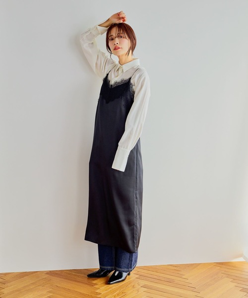 mysty woman（ミスティウーマン）の「裾レース切り替えシャツ　643874（シャツ/ブラウス・レディース・オフホワイト/ブラック・FREE）」の7枚目の写真