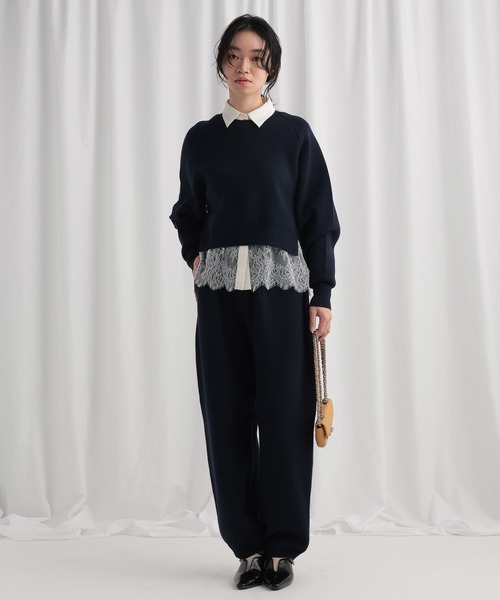 mysty woman（ミスティウーマン）の「裾レース切り替えシャツ　643874（シャツ/ブラウス・レディース・オフホワイト/ブラック・FREE）」の8枚目の写真