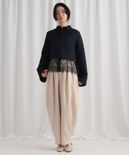 mysty woman（ミスティウーマン）の「裾レース切り替えシャツ　643874（シャツ/ブラウス・レディース・オフホワイト/ブラック・FREE）」の10枚目の写真