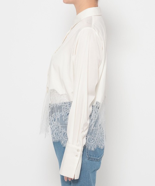 mysty woman（ミスティウーマン）の「裾レース切り替えシャツ　643874（シャツ/ブラウス・レディース・オフホワイト/ブラック・FREE）」の12枚目の写真