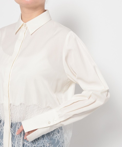 mysty woman（ミスティウーマン）の「裾レース切り替えシャツ　643874（シャツ/ブラウス・レディース・オフホワイト/ブラック・FREE）」の15枚目の写真