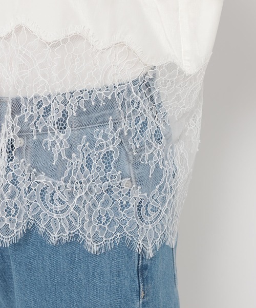 mysty woman（ミスティウーマン）の「裾レース切り替えシャツ　643874（シャツ/ブラウス・レディース・オフホワイト/ブラック・FREE）」の16枚目の写真