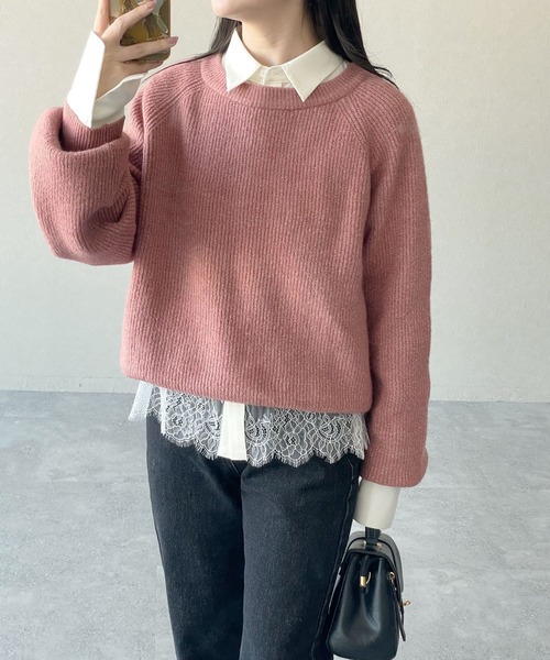 mysty woman（ミスティウーマン）の「裾レース切り替えシャツ　643874（シャツ/ブラウス・レディース・オフホワイト/ブラック・FREE）」の21枚目の写真