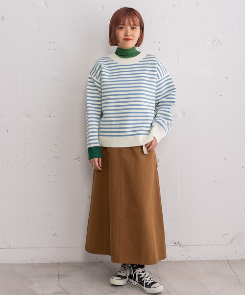 POU DOU DOU(プードゥドゥ)の「カラーミックスボーダーカーディガン(カーディガン/ボレロ・レディース・グリーン/ベージュ・M)」の5枚目の写真