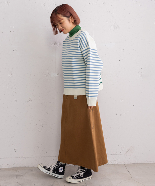 POU DOU DOU(プードゥドゥ)の「カラーミックスボーダーカーディガン(カーディガン/ボレロ・レディース・グリーン/ベージュ・M)」の6枚目の写真