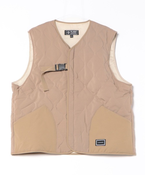 FLASH PACKER(フラッシュパッカー)の「FLASH PACKER フラッシュパッカー / セットアップ ストレッチ中綿キルティングベスト / XV-KILT(ダウンベスト・メンズ・オリーブ/ベージュ・LARGE)」の1枚目の写真