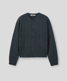 CASHMERE CROCHET CARDIGAN (CHARCOAL)
