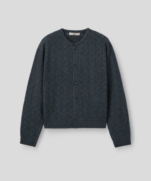 MMIC(エムエムアイシー)の「CASHMERE CROCHET CARDIGAN (CHARCOAL)(ニット/セーター・メンズ・その他・L)」の1枚目の写真