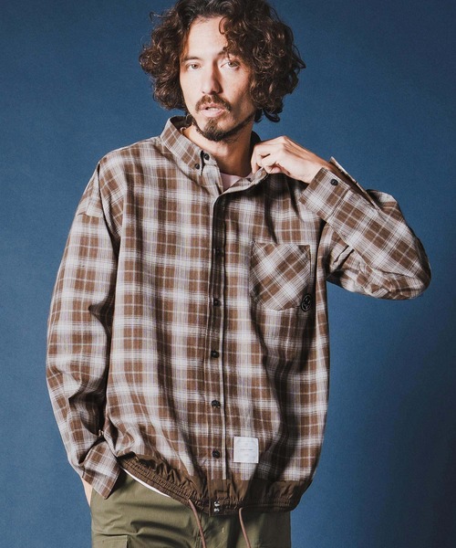 seventy seven(セブンティセブン)の「ms6371-long sleeve draw coad check shirt チェックシャツ(7726S030)(シャツ/ブラウス・メンズ・ブラウン/ホワイト/ブラック・XL/L/M/S)」の3枚目の写真