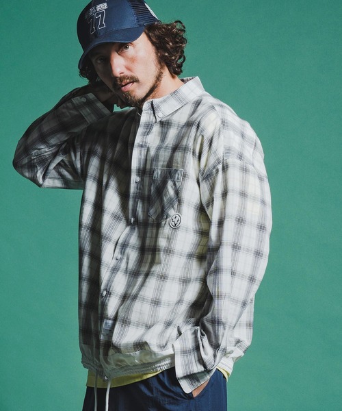seventy seven(セブンティセブン)の「ms6371-long sleeve draw coad check shirt チェックシャツ(7726S030)(シャツ/ブラウス・メンズ・ブラウン/ホワイト/ブラック・XL/L/M/S)」の1枚目の写真