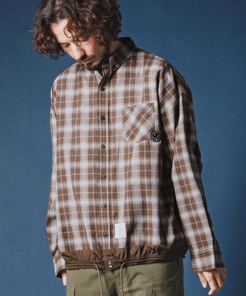 seventy seven(セブンティセブン)の「ms6371-long sleeve draw coad check shirt チェックシャツ(7726S030)(シャツ/ブラウス・メンズ・ブラウン/ホワイト/ブラック・XL/L/M/S)」の12枚目の写真