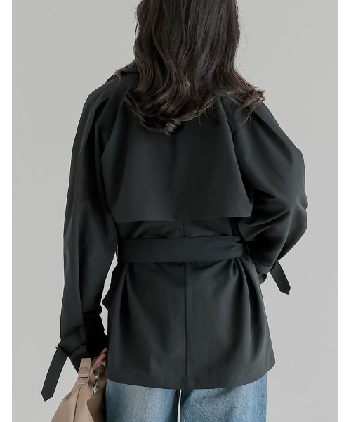 Re:EDIT（リエディ）の「[2026S/S COLLECTION]ケープ取り外し2WAYタフタミドルトレンチコート（トレンチコート・レディース・ブラック/ベージュ/モカ・MEDIUM/LARGE）」の17枚目の写真