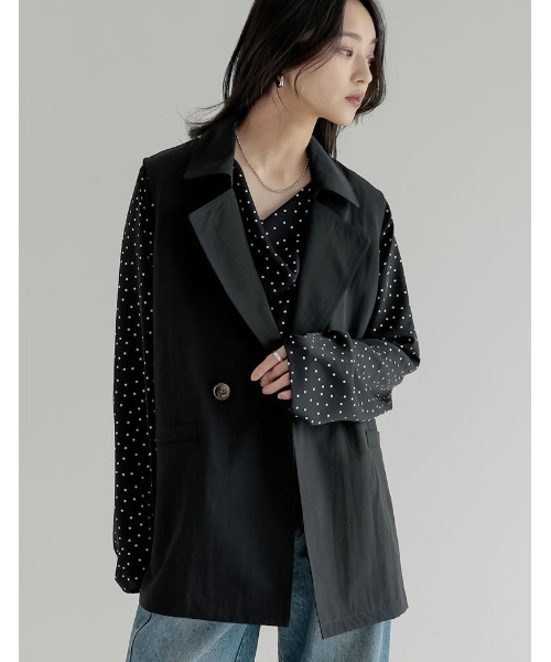 Re:EDIT（リエディ）の「[2026S/S COLLECTION]ケープ取り外し2WAYタフタミドルトレンチコート（トレンチコート・レディース・ブラック/ベージュ/モカ・MEDIUM/LARGE）」の19枚目の写真