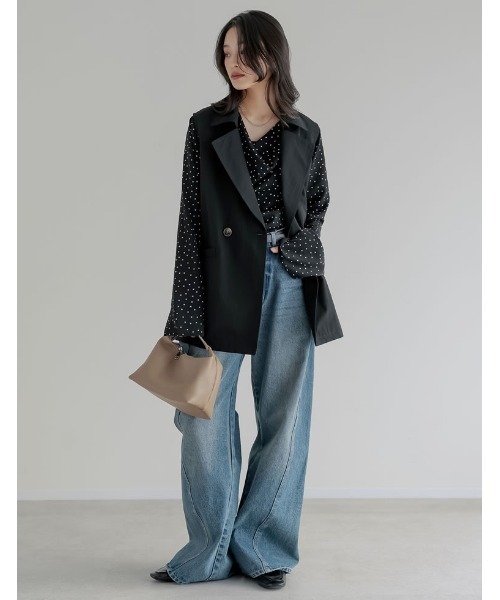 Re:EDIT（リエディ）の「[2026S/S COLLECTION]ケープ取り外し2WAYタフタミドルトレンチコート（トレンチコート・レディース・ブラック/ベージュ/モカ・MEDIUM/LARGE）」の20枚目の写真