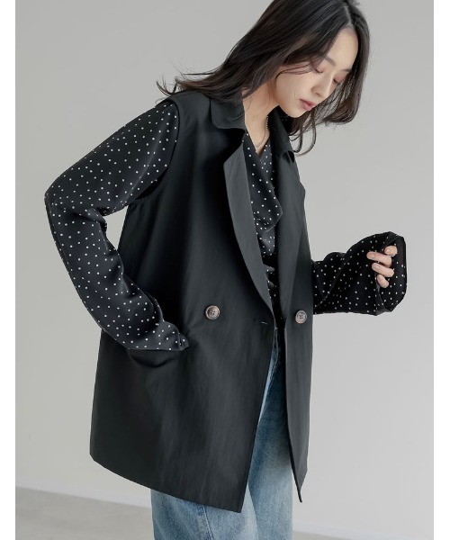 Re:EDIT（リエディ）の「[2026S/S COLLECTION]ケープ取り外し2WAYタフタミドルトレンチコート（トレンチコート・レディース・ブラック/ベージュ/モカ・MEDIUM/LARGE）」の21枚目の写真