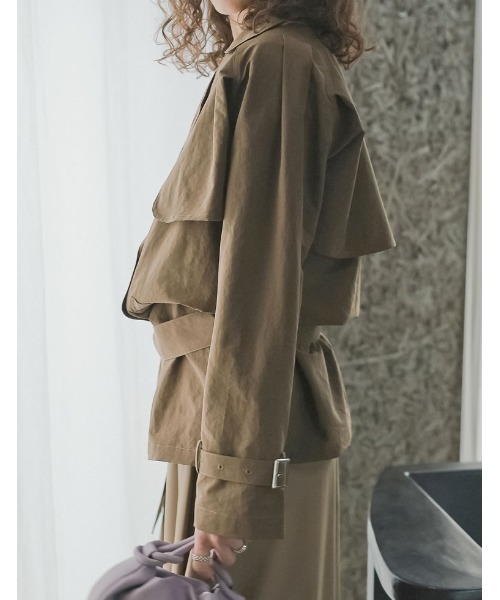 【リエディ】2Wayトレンチコート S ベージュ ダブルブレストジャケット セール】[2026S/S COLLECTION]ケープ取り外し2WAYタフタミドルトレンチ