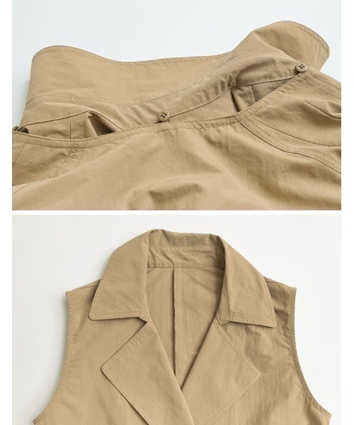 Re:EDIT（リエディ）の「[2026S/S COLLECTION]ケープ取り外し2WAYタフタミドルトレンチコート（トレンチコート・レディース・ブラック/ベージュ/モカ・MEDIUM/LARGE）」の7枚目の写真