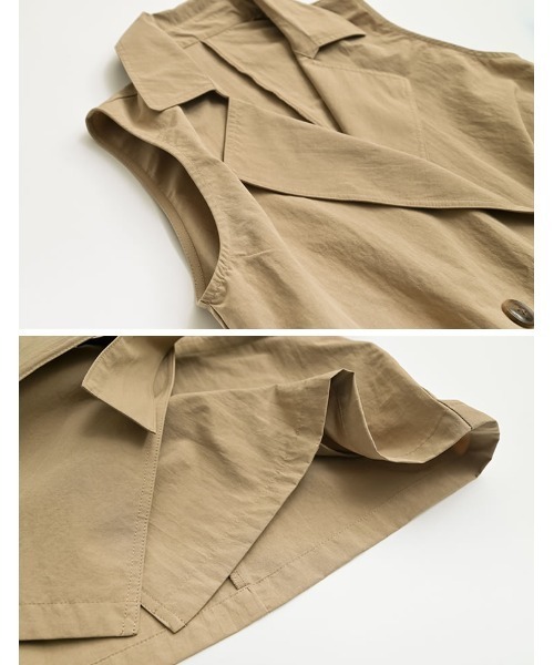 Re:EDIT（リエディ）の「[2026S/S COLLECTION]ケープ取り外し2WAYタフタミドルトレンチコート（トレンチコート・レディース・ブラック/ベージュ/モカ・MEDIUM/LARGE）」の8枚目の写真