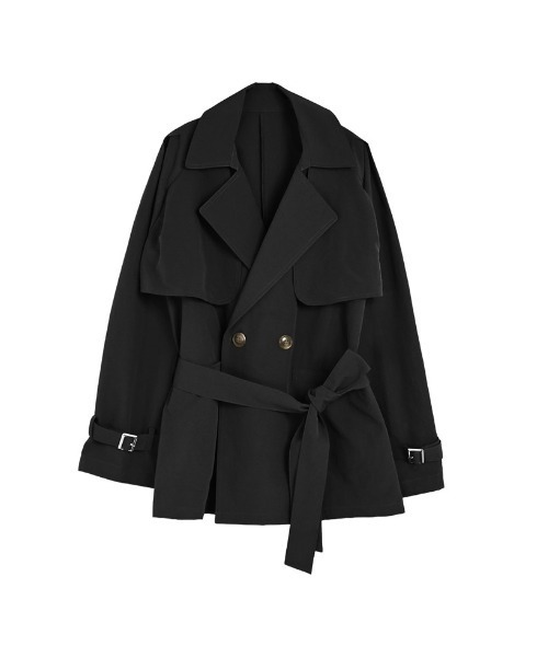 Re:EDIT（リエディ）の「[2026S/S COLLECTION]ケープ取り外し2WAYタフタミドルトレンチコート（トレンチコート・レディース・ブラック/ベージュ/モカ・MEDIUM/LARGE）」の11枚目の写真