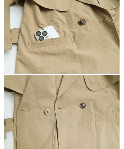 Re:EDIT（リエディ）の「[2026S/S COLLECTION]ケープ取り外し2WAYタフタミドルトレンチコート（トレンチコート・レディース・ブラック/ベージュ/モカ・MEDIUM/LARGE）」の5枚目の写真