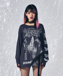 EMO OFF SHOULDER LS TEE CHARCOAL