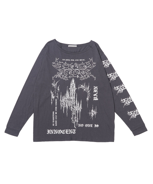 SCHISM INDUCING(スキズムインデューシング)の「EMO OFF SHOULDER LS TEE CHARCOAL(Tシャツ/カットソー・レディース・その他・FREE)」の2枚目の写真