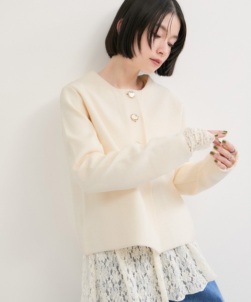 LE CERCLE par rope'（ルセルクルパーロペ）の「メタルボタンカーディガン（カーディガン/ボレロ・レディース・グレー/ホワイト系その他2/ブラック・FREE）」の2枚目の写真