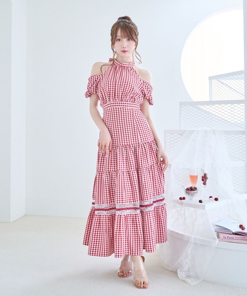 Lace point gingham tiered skirts（スカート）｜Rose Muse（ロゼ