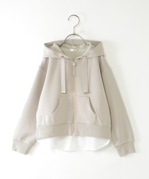 ikka（イッカ）の「【親子コーデ】ダンボール裾レイヤージップパーカー（120~160cm）（パーカー）」