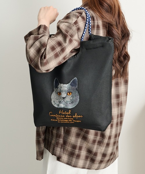 SETUP7(セットアップセブン)の「【SETUP7】メッシュ刺繍コードトート SNBD(トートバッグ・レディース・ベージュ/グレイッシュベージュ/グレー/チャコールグレー/ブルー/ブラウン/グリーン・FREE)」の14枚目の写真