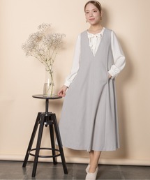 anni plus（アニープラス）の「Vネック フレアジャンバースカート（ジャンパースカート）」