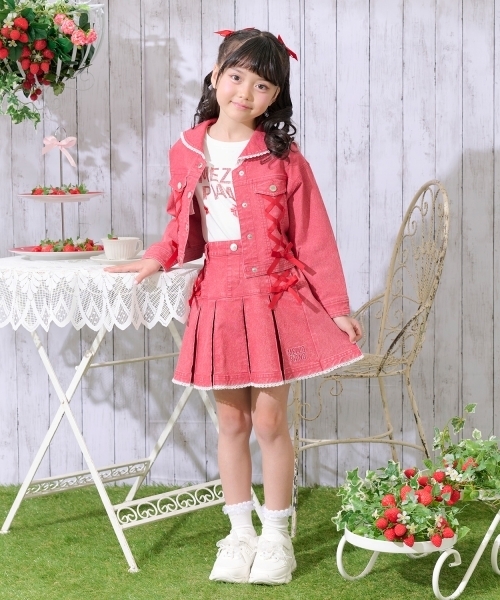 mezzo piano（メゾピアノ）の「セーラーカラー　Gジャン（デニムジャケット・キッズ・レッド/サックスブルー・140cm/130cm/120cm）」の16枚目の写真